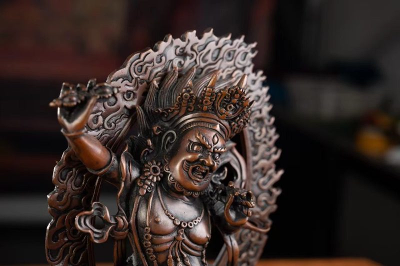 19th Century Vajrapani Tibetan Antique Buddha Statue Purple Lima Copper From Tashi Lhunpo Monastery - Image 12