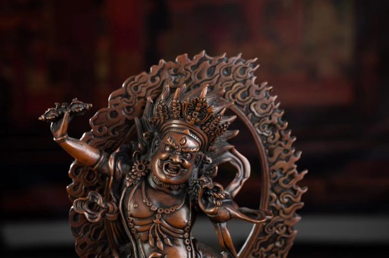 19th Century Vajrapani Tibetan Antique Buddha Statue Purple Lima Copper From Tashi Lhunpo Monastery - Image 11