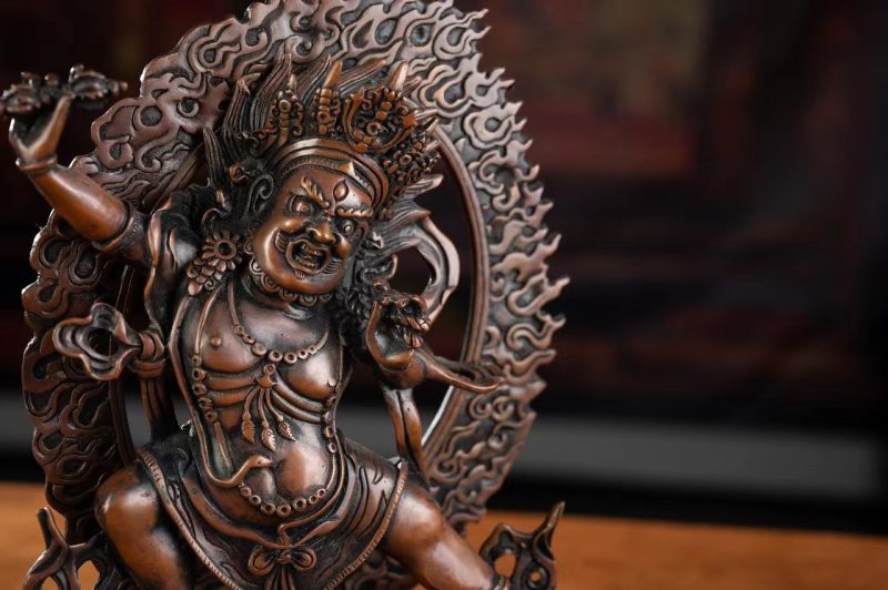 19th Century Vajrapani Tibetan Antique Buddha Statue Purple Lima Copper From Tashi Lhunpo Monastery - Image 13