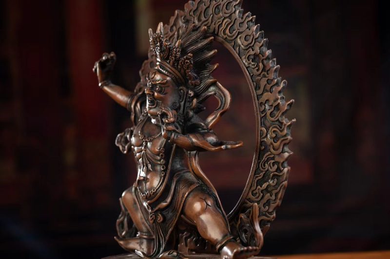 19th Century Vajrapani Tibetan Antique Buddha Statue Purple Lima Copper From Tashi Lhunpo Monastery - Image 16