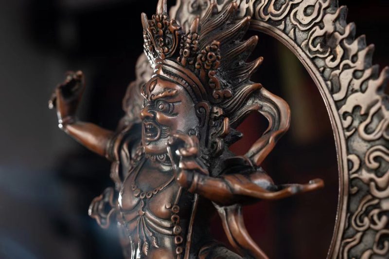 19th Century Vajrapani Tibetan Antique Buddha Statue Purple Lima Copper From Tashi Lhunpo Monastery - Image 5