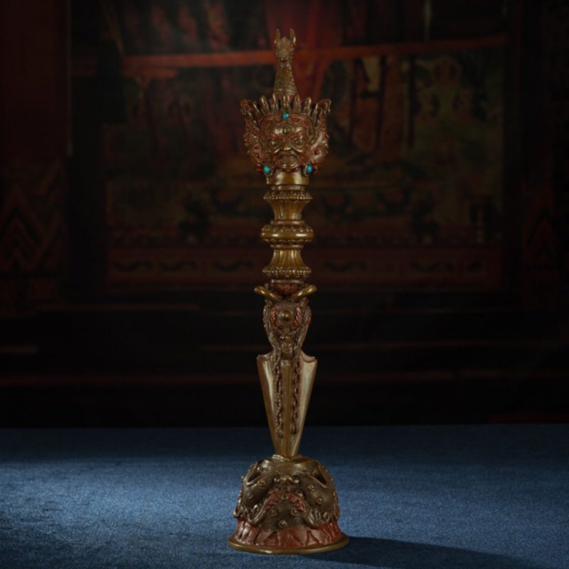 19th Century Puba King Kong Hayagriva Three-Sided Dharmapāla Tibetan Copper – Tashi Triling Ceremonial Artifact - Image 4