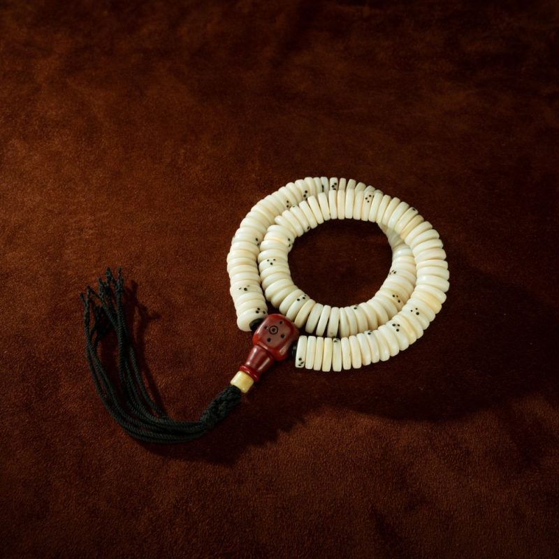 Qing Dynasty  Tridacna gigas prayer beads Tridacna fossils  Tibetan ritual article Antique - Image 3