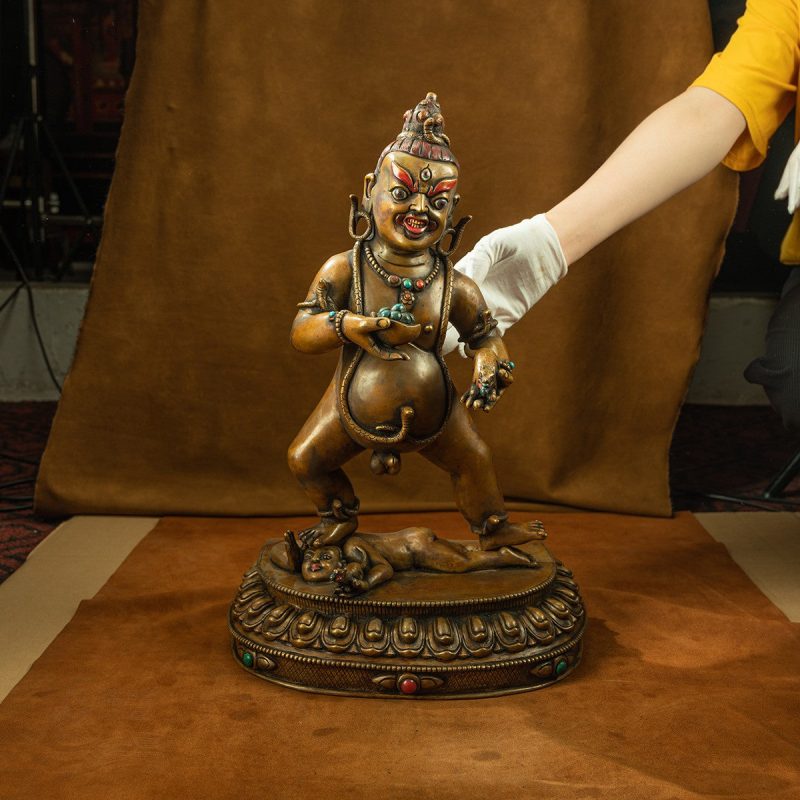 16th Century Black Jambhala Tibetan Antique Buddha Statue Purple Lima Copper Big Size Sholdopal Made - Image 9