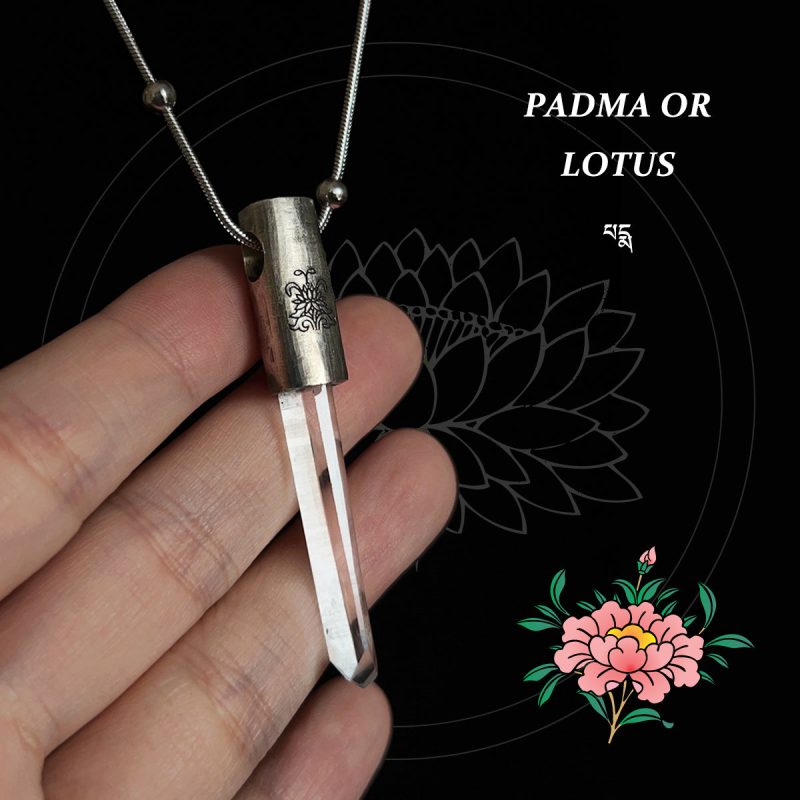 Eight Blessings from Tibet Spiritual Amulet Pendant in Sterling Silver & Crystal Quartz - Image 8