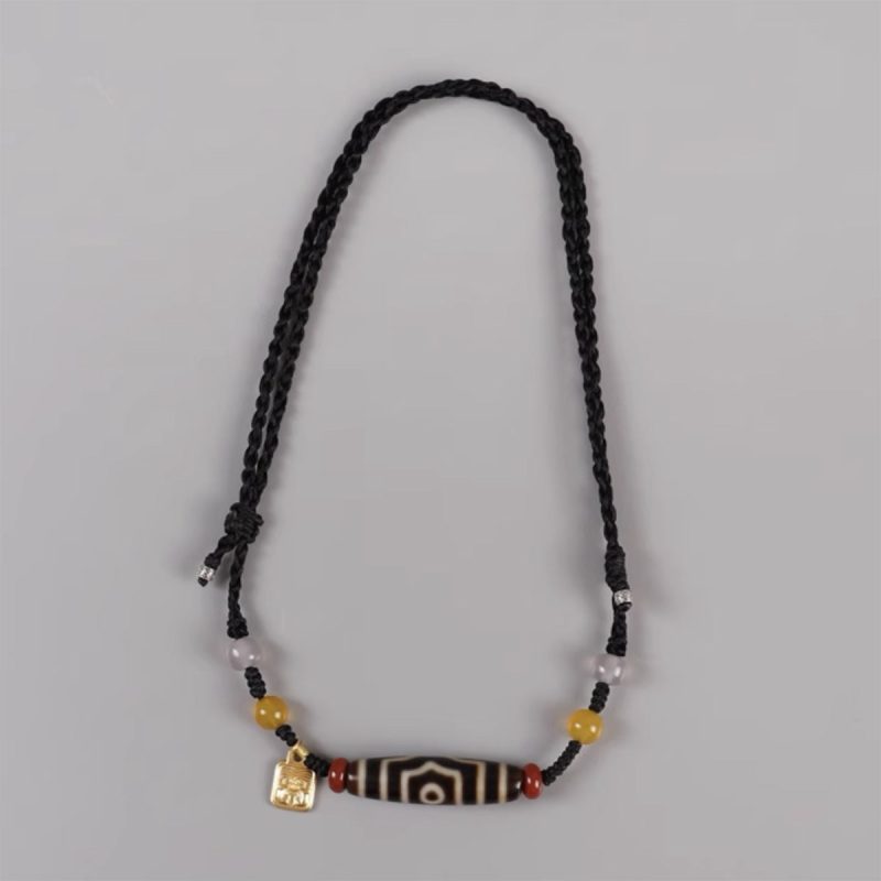 Awakening Three Eyes Dzi Beads Tibetan Necklace Natural agate chalcedony - Image 5