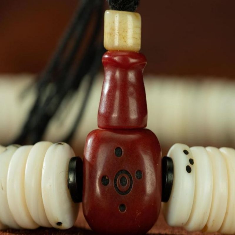 Qing Dynasty  Tridacna gigas prayer beads Tridacna fossils  Tibetan ritual article Antique - Image 8