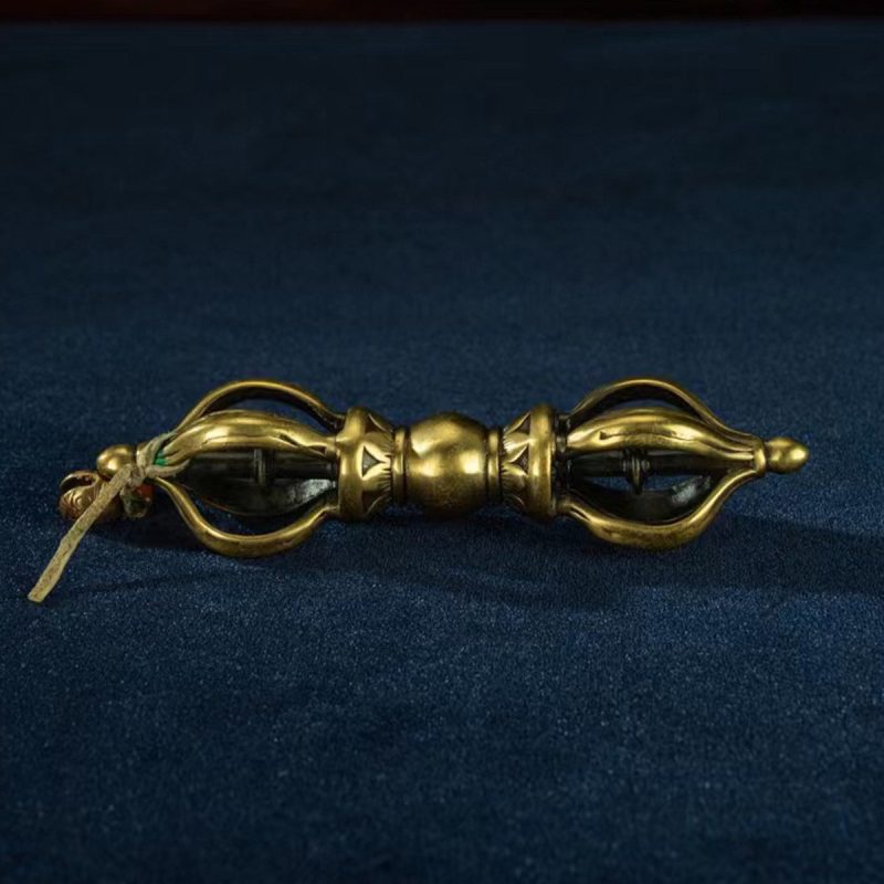 Qing Dynasty Five-pronged Demonic Pestle Gilt Brass And Silver Ritual Supplies Made in the Tibetan Palace - Image 5