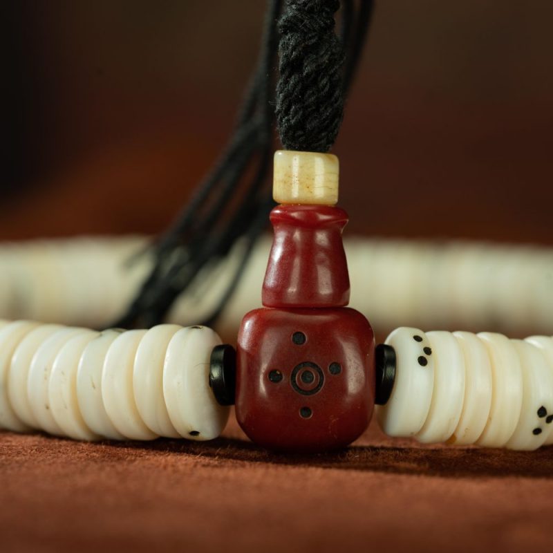 Qing Dynasty  Tridacna gigas prayer beads Tridacna fossils  Tibetan ritual article Antique - Image 9