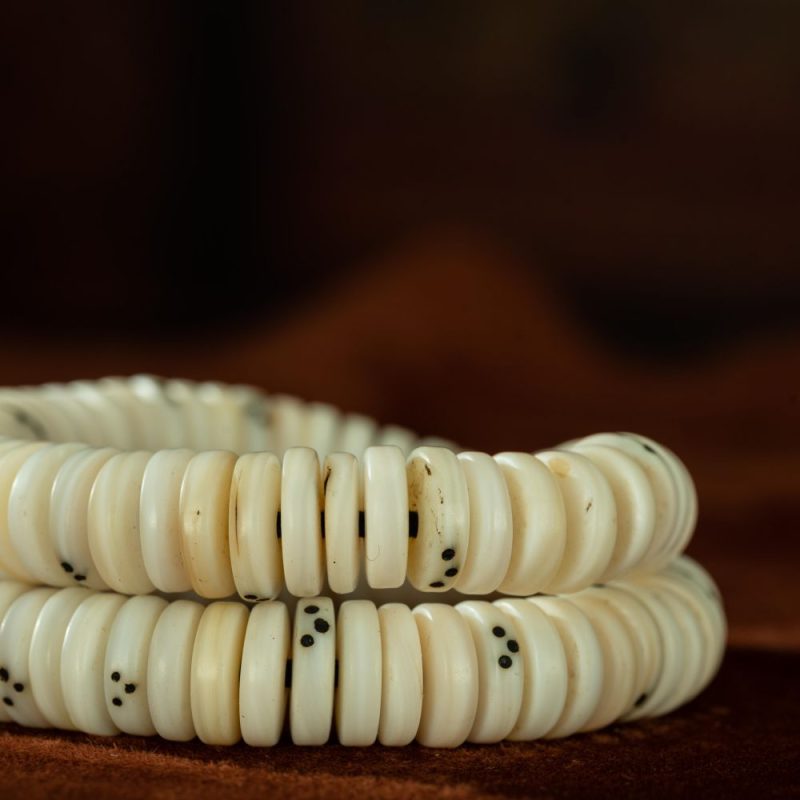 Qing Dynasty  Tridacna gigas prayer beads Tridacna fossils  Tibetan ritual article Antique - Image 11