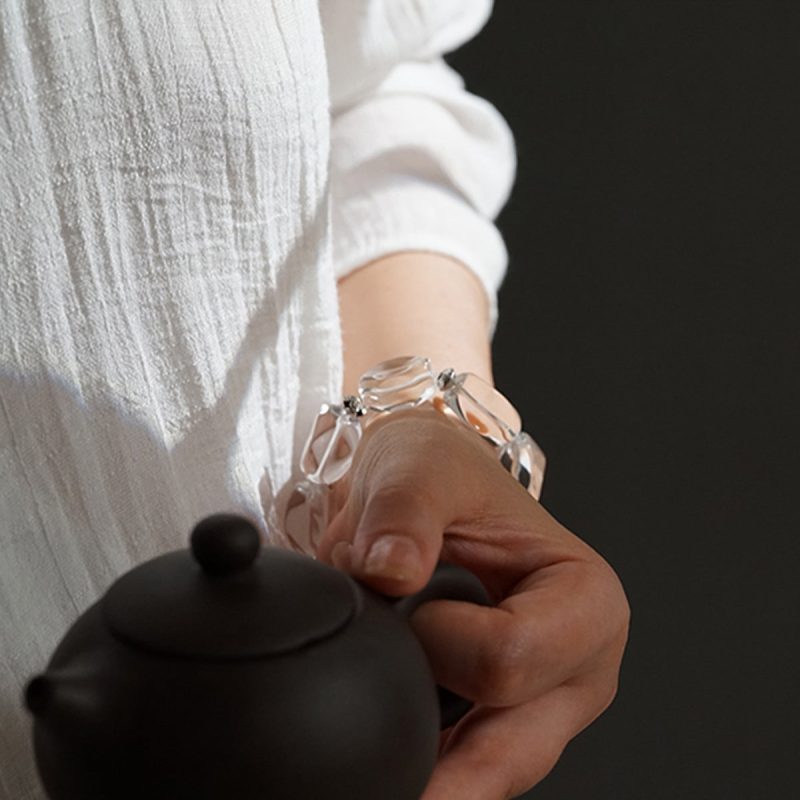 Sterling Silver & Clear Quartz Energy Bracelet - Image 6