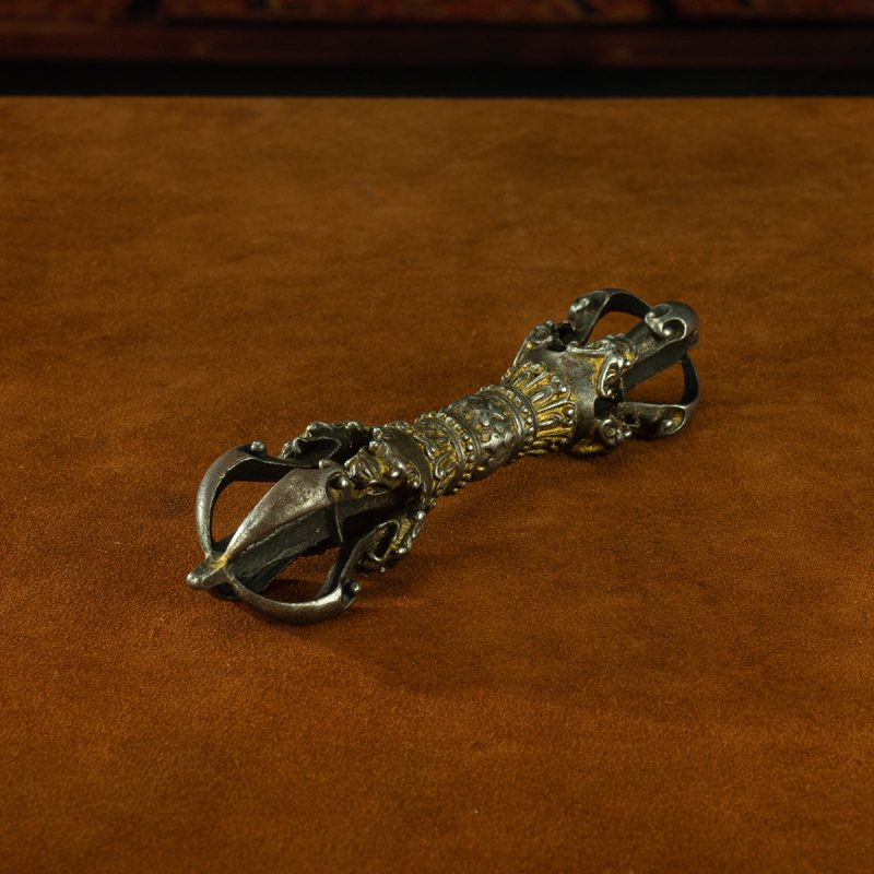 13th Century Five-Pronged Tibetan Antique Vajra-pestle Cold  Iron Gilt Western Xia Style - Image 6