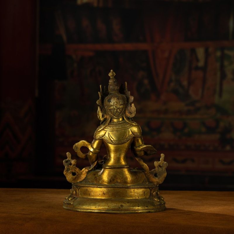 Qing Dynasty Vajrasattva statue Tibetan antique Buddha statue Gilt inlaid with Gemstones Minzhu Lin Temple - Image 10