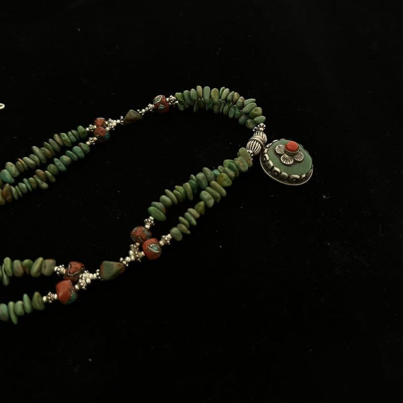 Prosperity Path Turquoise and Silver Handcrafted Necklace - Image 3