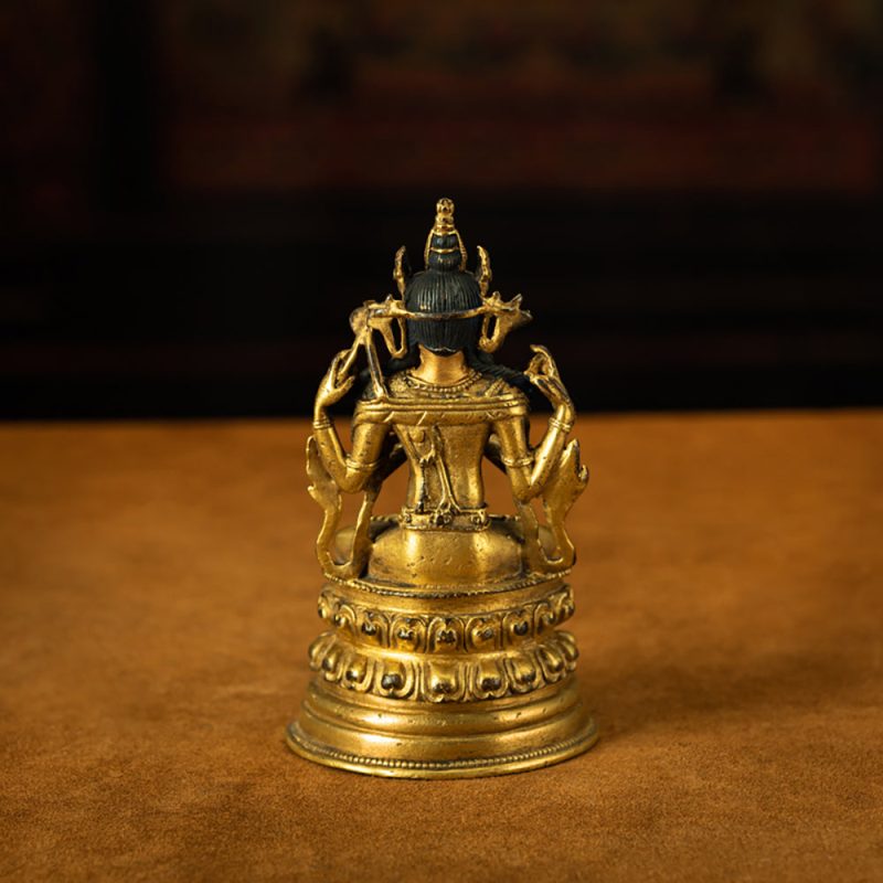Rare Full Of Gold Qing Dynasty Tibetan Avalokitesvara Statue Whoever Is Gazed At By It Can Be Liberated - Image 4