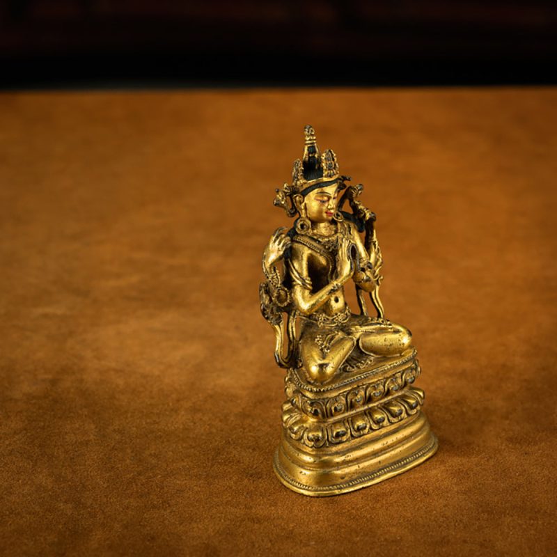 Rare Full Of Gold Qing Dynasty Tibetan Avalokitesvara Statue Whoever Is Gazed At By It Can Be Liberated - Image 6