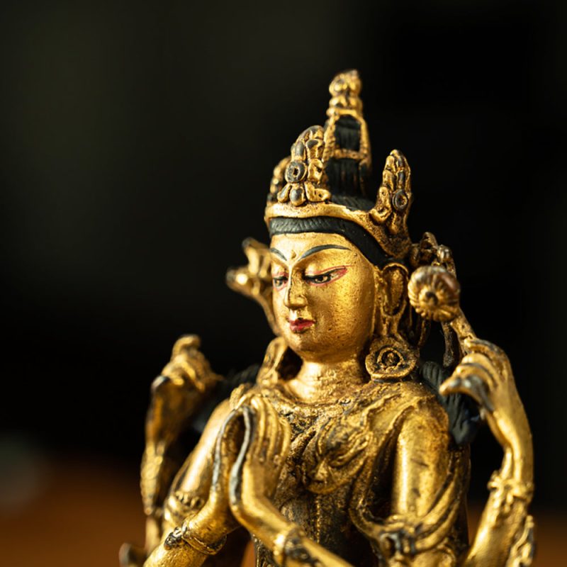 Rare Full Of Gold Qing Dynasty Tibetan Avalokitesvara Statue Whoever Is Gazed At By It Can Be Liberated - Image 2