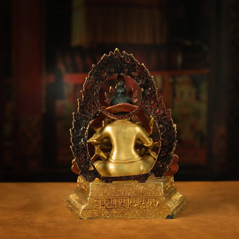 Extremely Rare Qing Dynasty Tibetan Gilded Double Body Yellow Jambhala with Original Craftsmanship - Image 3