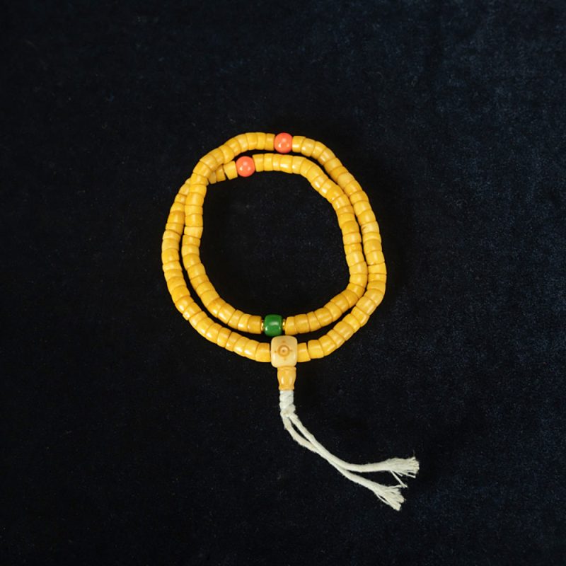 Qing Dynasty Tibetan Amber Yellow XB Bone Old Rosary Top Quality Exorcism Protection Bracelet - Image 3