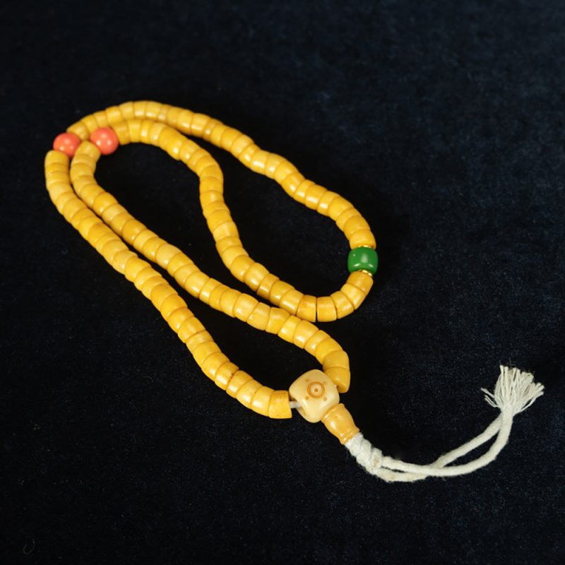 Qing Dynasty Tibetan Amber Yellow XB Bone Old Rosary Top Quality Exorcism Protection Bracelet - Image 4