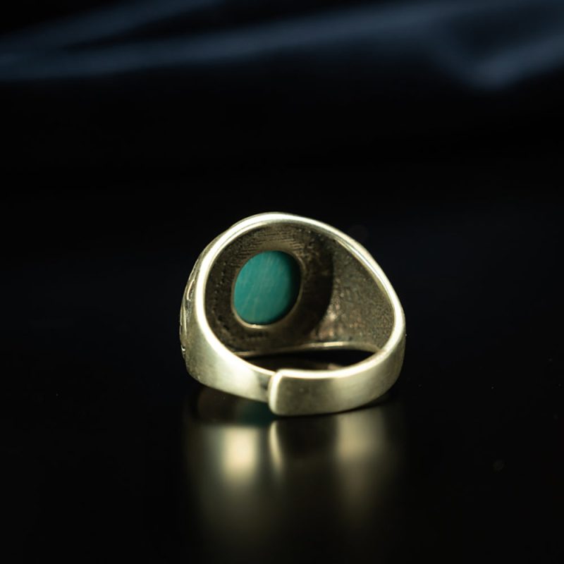 High-Density Natural Turquoise Adjustable Sterling Silver Ring for Spiritual Healing - Image 3