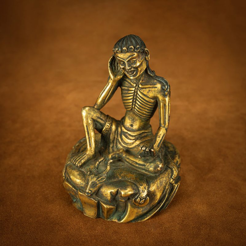 Qing Dynasty Tibetan  Lima Copper Milarepa Statue with Spiritual Power - Image 2