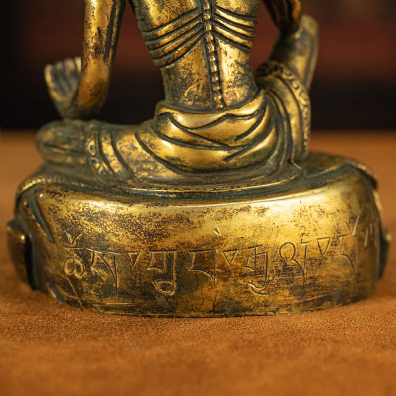 Qing Dynasty Tibetan  Lima Copper Milarepa Statue with Spiritual Power - Image 5