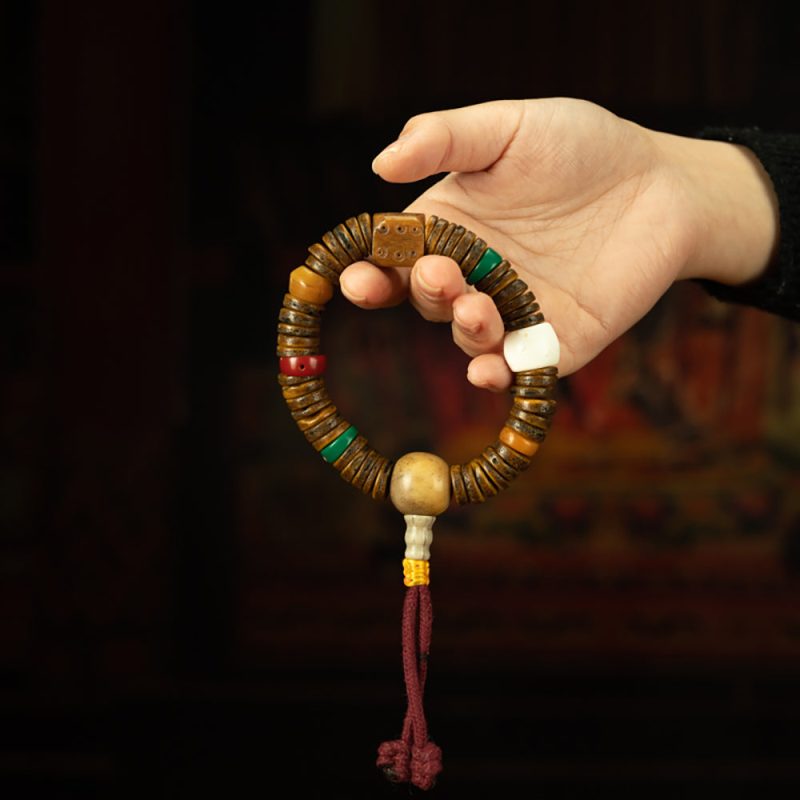 Rare Qing Dynasty Tibetan No-Marrow Old Gabala Bracelet with Perfect Blessings - Image 3