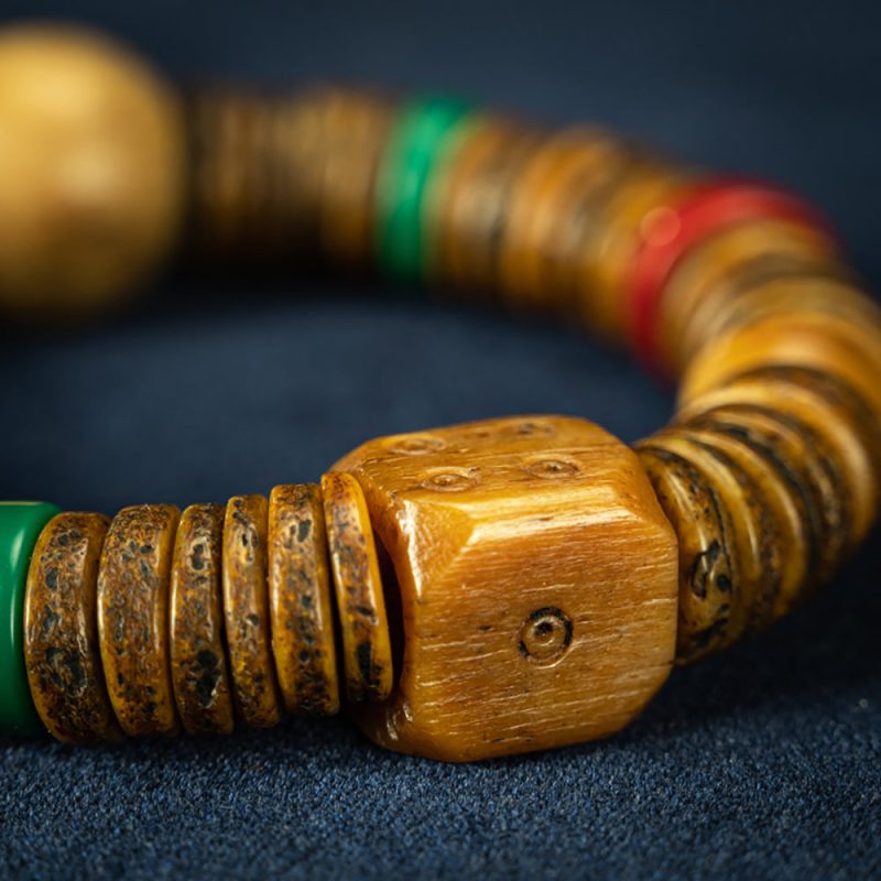 Rare Qing Dynasty Tibetan No-Marrow Old Gabala Bracelet with Perfect Blessings - Image 5