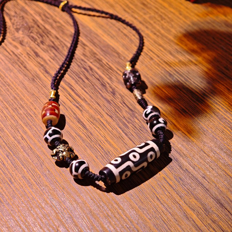 Nine-Eye Tibetan Agate Pendant – Spiritual Protection Necklace with Handcrafted Design - Image 2