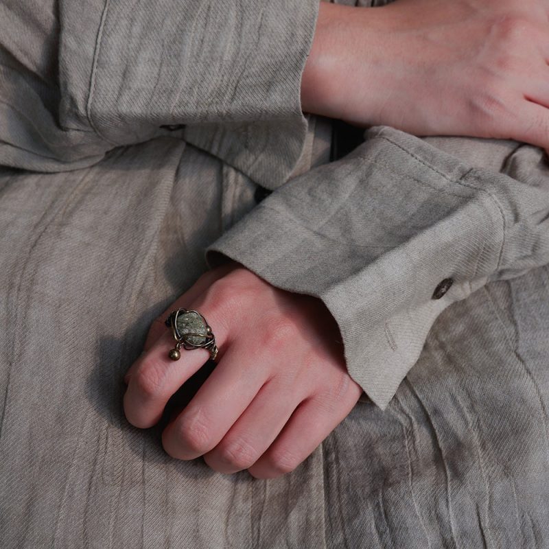 Earth’s Embrace Handcrafted Brass & Old Glass Ring - Image 2