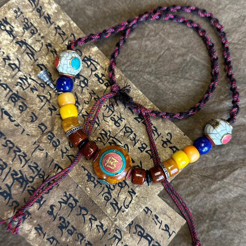Blessed OM Amber Necklace for Prosperity & Protection - Image 3