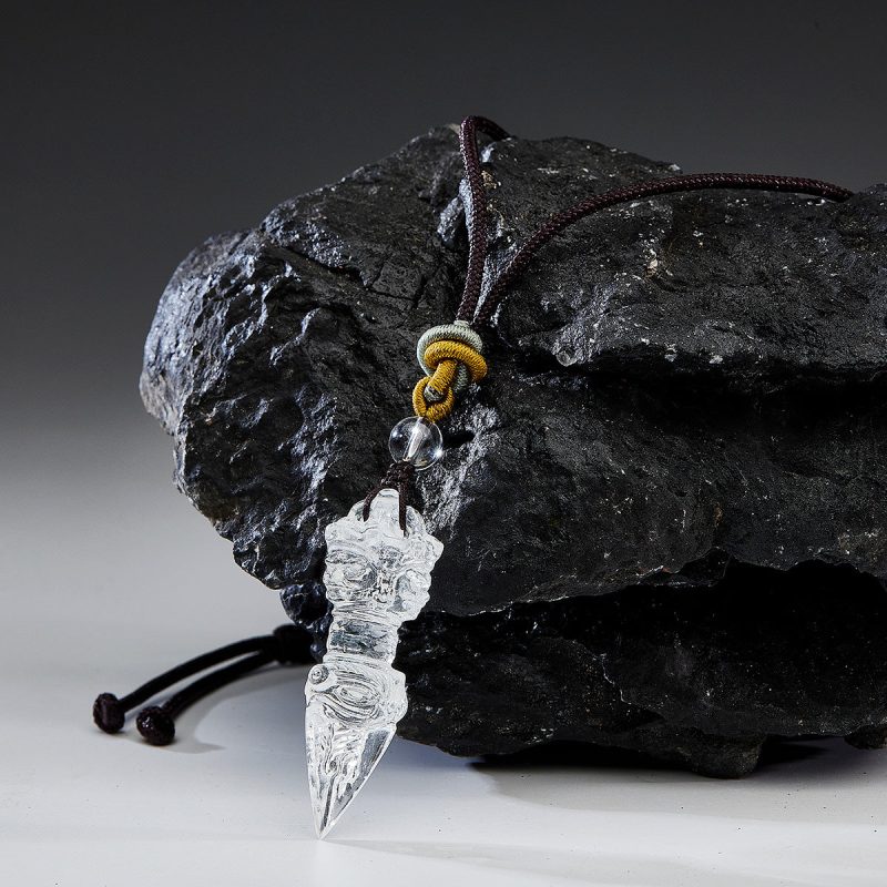Phurba Vajra Protective Energy Clear Quartz Pendants - Image 3