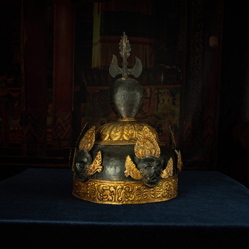 Qing Dynasty   Giant Padmasambhava Hat Tibetan Dharma Instrument Gilt Samye Monastery - Image 4