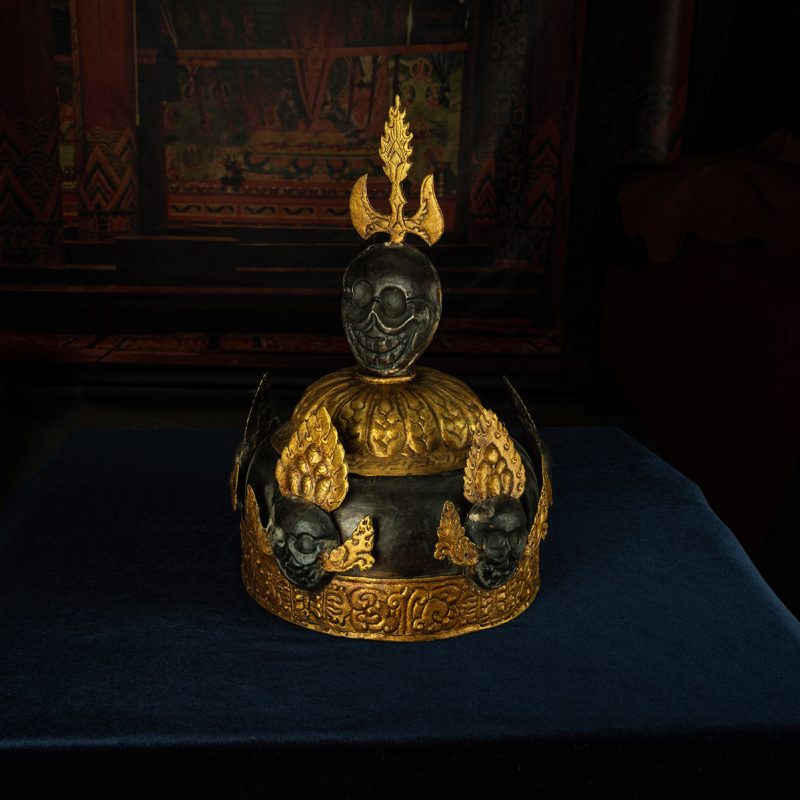 Qing Dynasty   Giant Padmasambhava Hat Tibetan Dharma Instrument Gilt Samye Monastery - Image 2