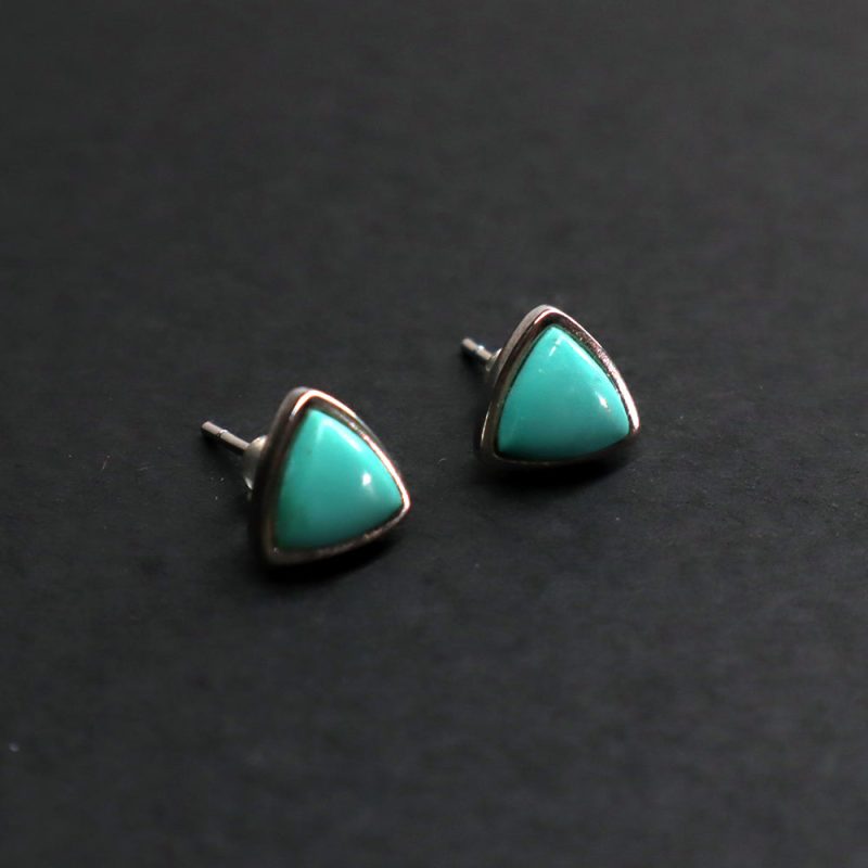 Emerald Wealth Triad – Turquoise Prosperity Energy Stud Earrings - Image 2