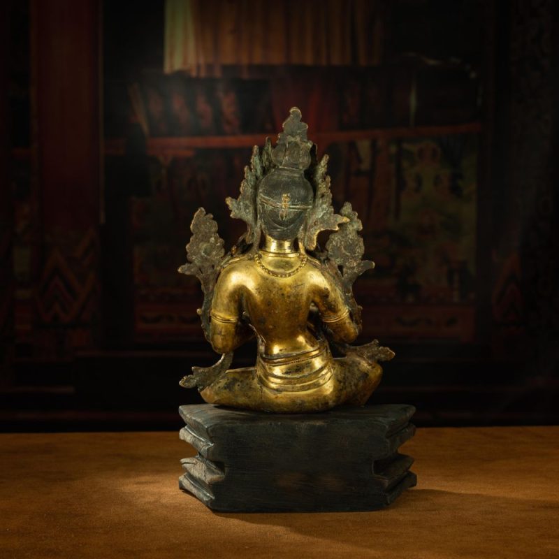 Ming Dynasty Green Tara Dharma Printed Statue Tibetan Antique Buddha Statue  Full of Gold Water - Image 6