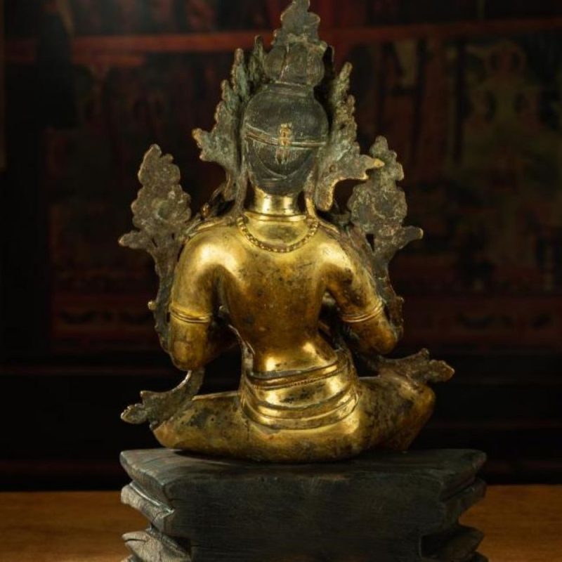 Ming Dynasty Green Tara Dharma Printed Statue Tibetan Antique Buddha Statue  Full of Gold Water - Image 5
