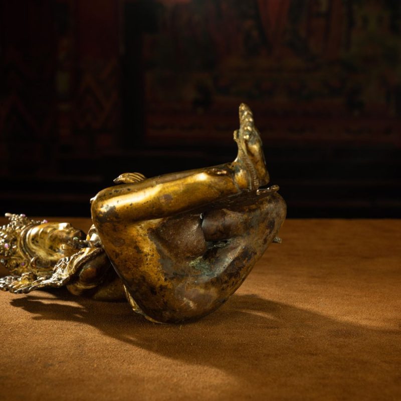 Ming Dynasty Green Tara Dharma Printed Statue Tibetan Antique Buddha Statue  Full of Gold Water - Image 8