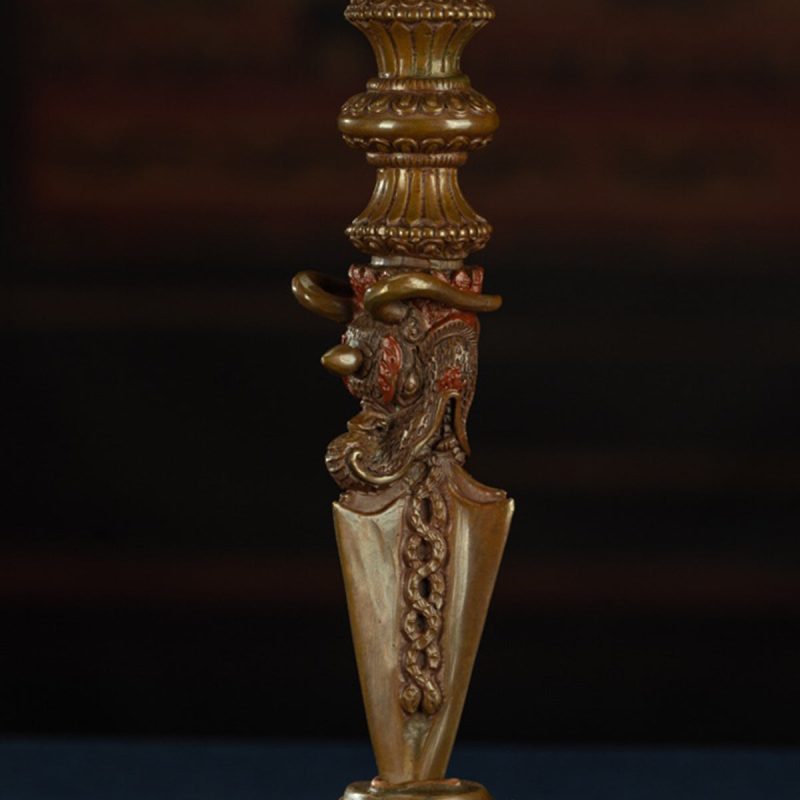 19th Century Puba King Kong Hayagriva Three-Sided Dharmapāla Tibetan Copper – Tashi Triling Ceremonial Artifact - Image 8
