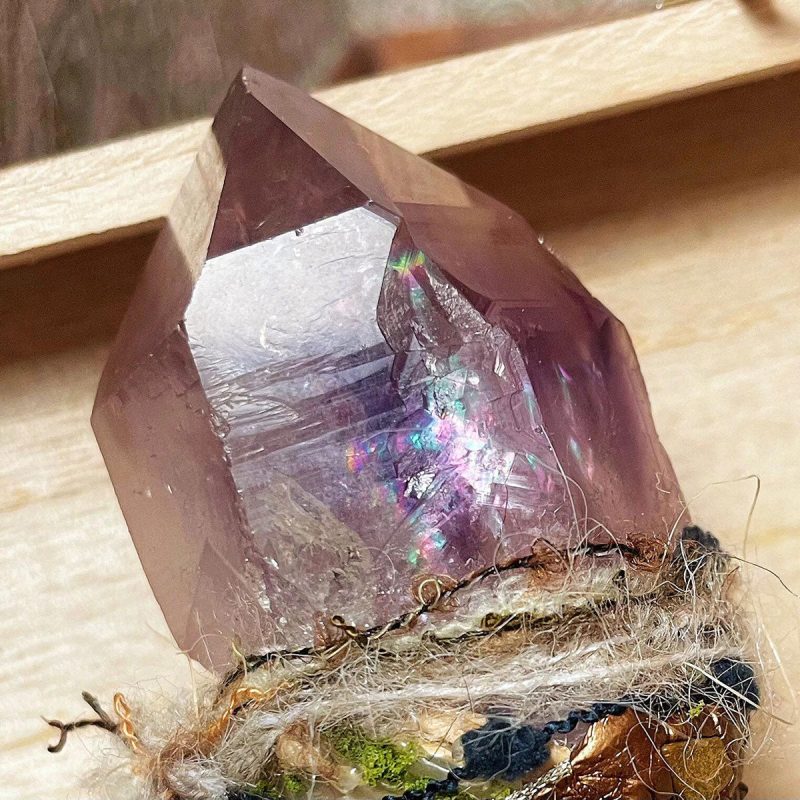 "Spring God Torch" scepter Tibetan White Quartz Crystal Amethyst Moonstone Handmade - Image 2