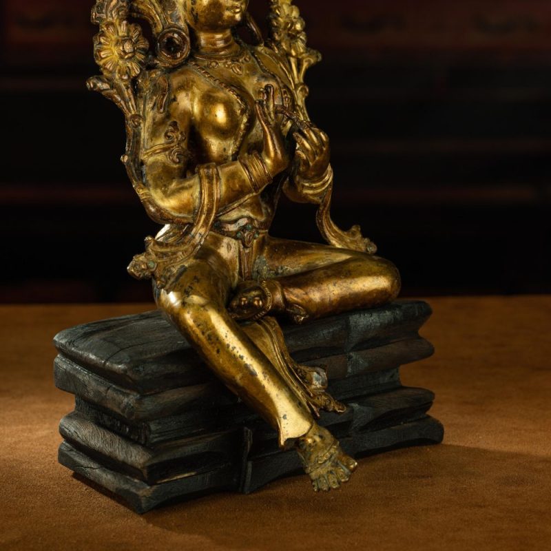 Ming Dynasty Green Tara Dharma Printed Statue Tibetan Antique Buddha Statue  Full of Gold Water - Image 14