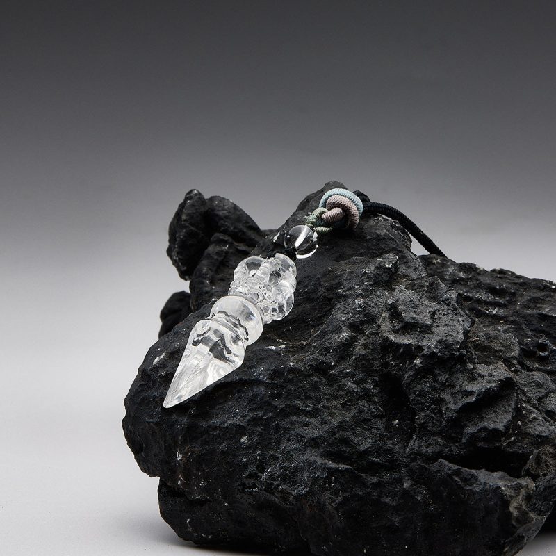 Protective Clarity Tibetan Quartz Crystal Vajra Pendant - Image 2