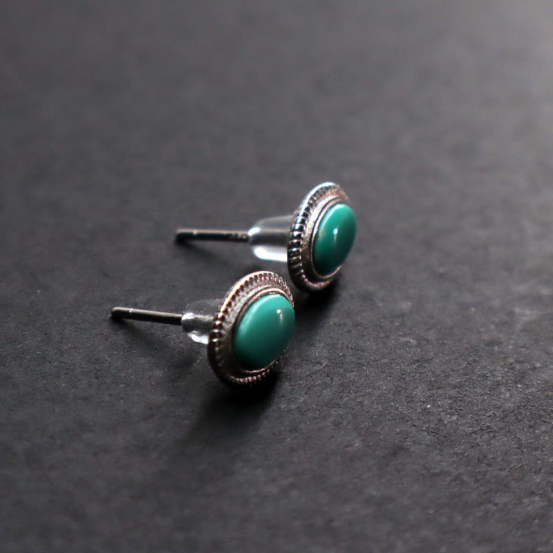 EXQUISITE IN Fortune Oval Turquoise Stud Earrings - Image 2