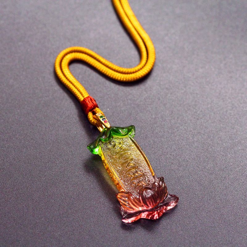 EXQUISITE IN Buddha Liuli Lotus Six Character Om Mani Padme Hum Peace Necklace - Image 3