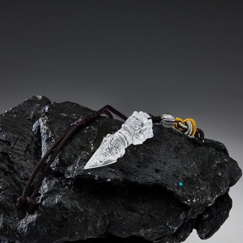 Phurba Vajra Protective Energy Clear Quartz Pendants - Image 2