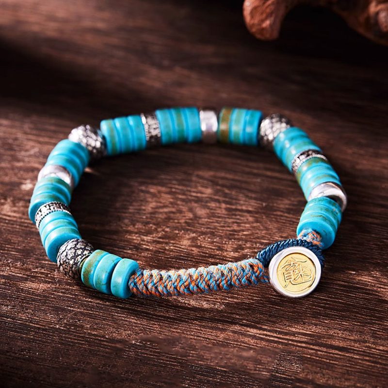 Turquoise Health Harmony Stering Silver Bracelet - Image 2