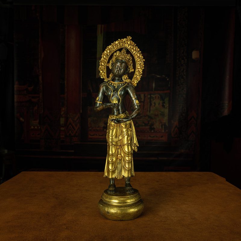 Qing Dynasty Caixu Buddha Mother Tibetan Antique Buddha Statue Gilt Standing Tibet