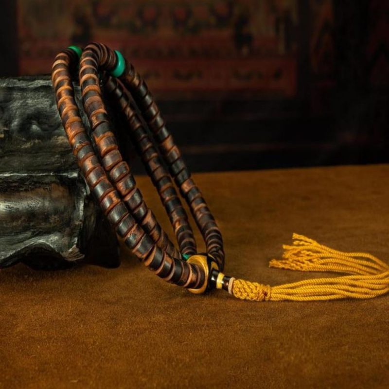 Qing Dynasty  Rosewood Rosary  Dracaena  Tibetan ritual article  Antique - Image 6