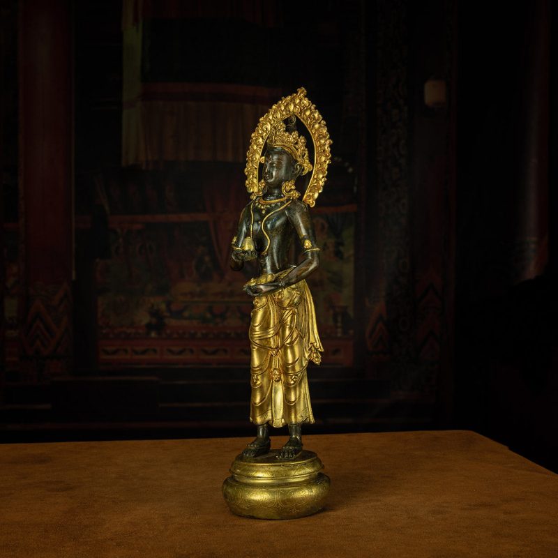 Qing Dynasty Caixu Buddha Mother Tibetan Antique Buddha Statue Gilt Standing Tibet - Image 4